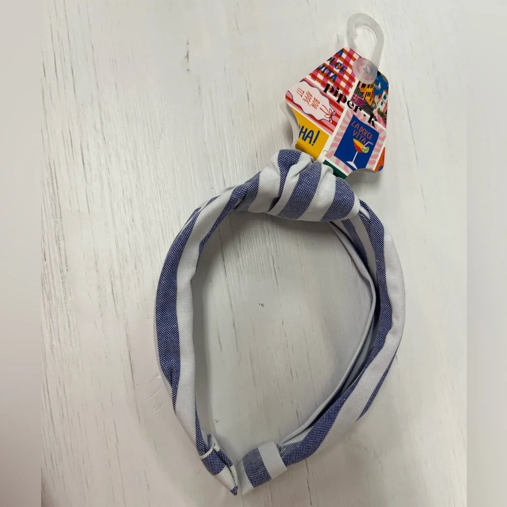NWT ⚜️💙⚜️ Piper K Gorgeous Blue Striped Headband - Picture 3 of 10